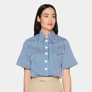 Suitsupply Suistudio DOYLE BLUE STRIPED SHORT SLEEVE SHIRT Sz0 RRP$139.3